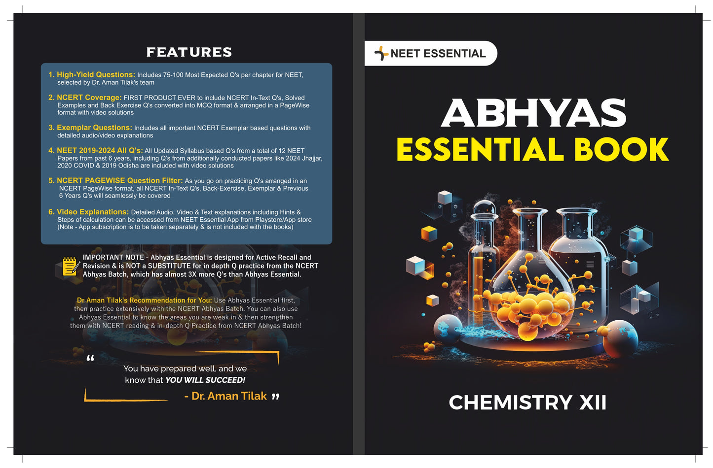 Abhyas Essential Course Books Package for Class 11+12th for High Yield PageWise Q Practice (Physics & Chemistry Set of 4 Books) & 30 NEET Like OMR Sheets