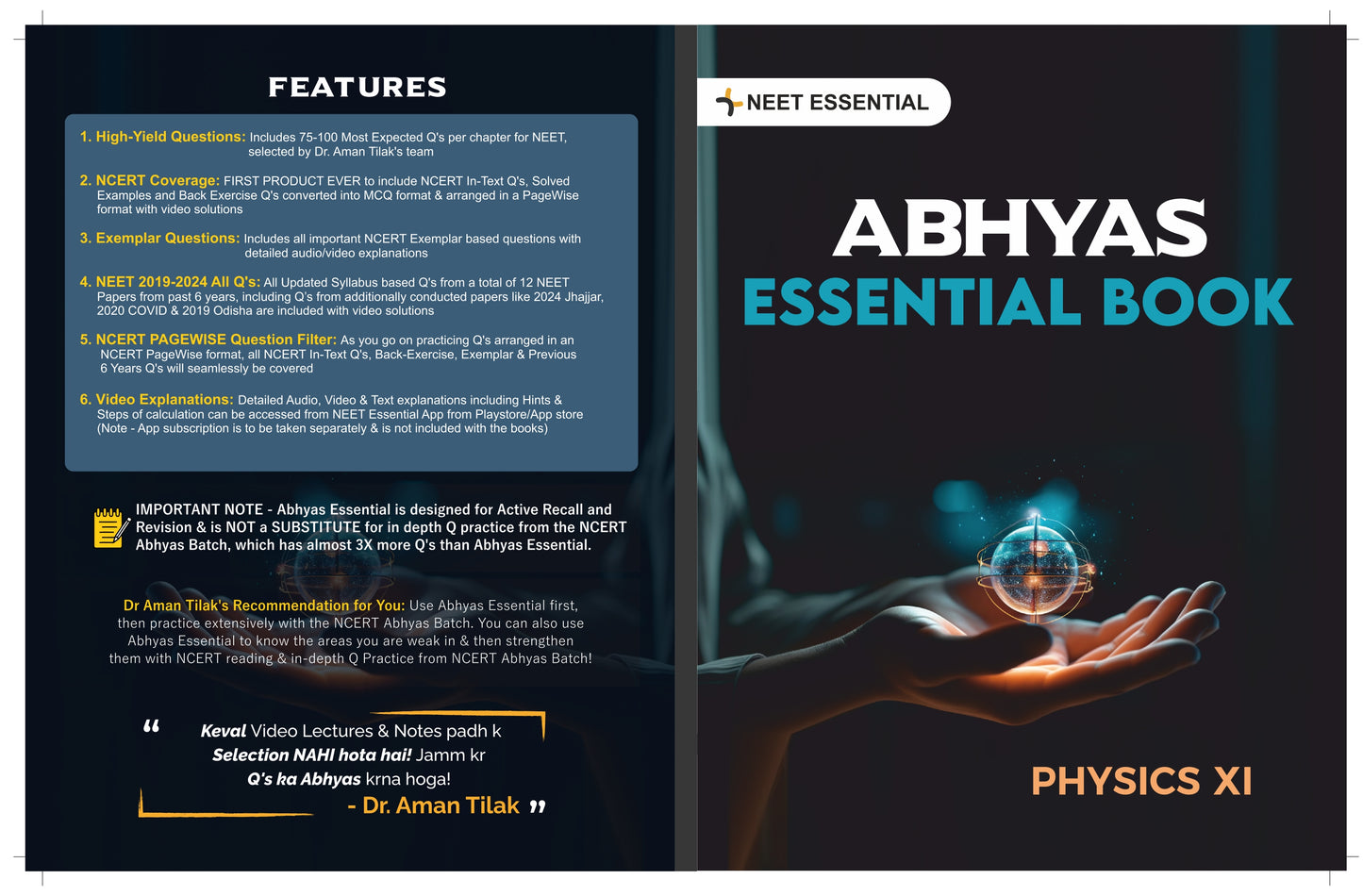 Abhyas Essential Course Books Package for Class 11+12th for High Yield PageWise Q Practice (Physics & Chemistry Set of 4 Books) & 30 NEET Like OMR Sheets